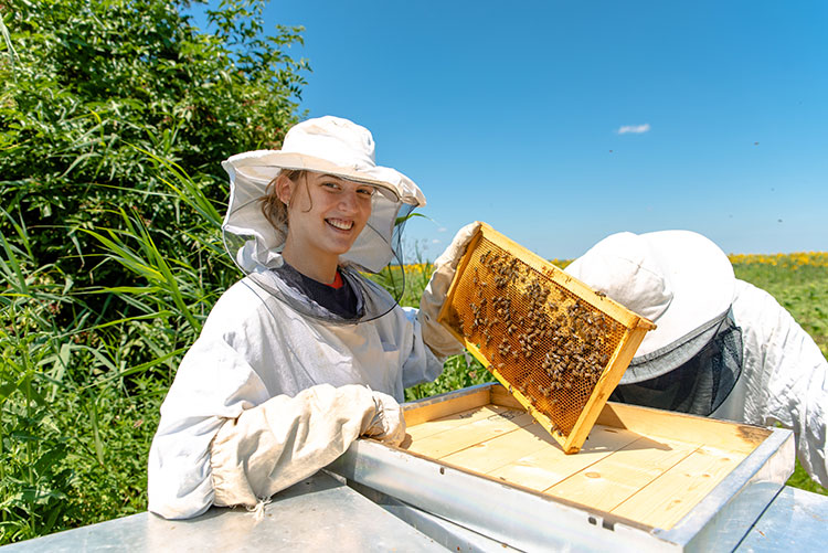 Young female beekeeper