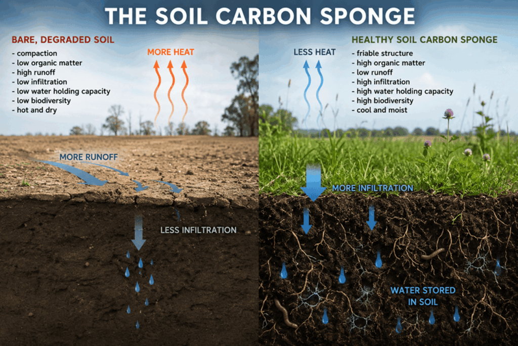 Soil carbon sponge infographic